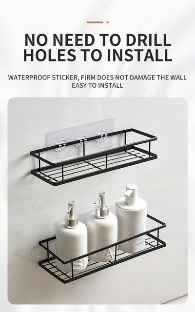 Cross-Border New Bathroom Storage Rack Wall-Mounted Bathroom Punch-Free Iron Toiletries Toilet Storage Rack detail 6