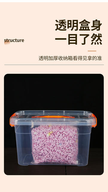 Plastic Transparent Portable Storage Box for Home Use, Clothing Storage Box, Toy Storage Box, Thickened Commercial Storage Box detail 5