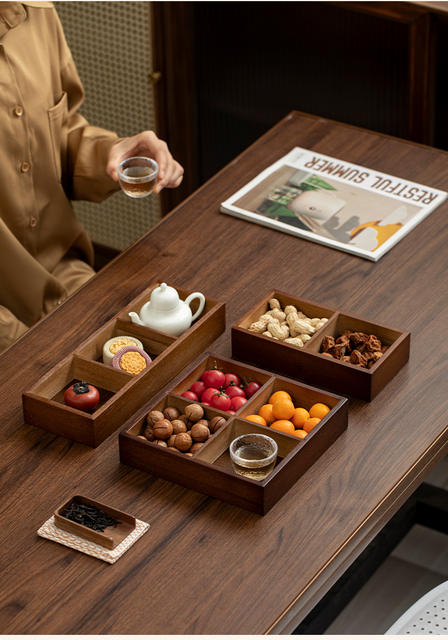 New Household Nut Pastry Storage Tray Tea Snack Tray Tea Brewing Snack Platter Snack Fruit Tray Storage Grid detail 8