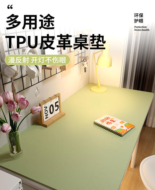 Environmentally Friendly Eye Protection Desk Mat Student Leather Pure Color Coffee Table Mat Oil-Proof Table Cloth Learning Computer Desk Mat Non-Slip detail 3
