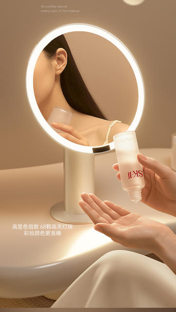 Led Makeup Mirror 2025 New Style with Light Fill-In Mirror Home Desktop Desktop Mirror Dressing Table Rechargeable High-Definition Mirror detail 3