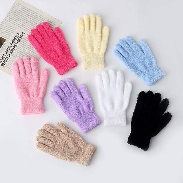 Candy-Colored Winter Warm Gloves, Coral Fleece, Suitable for Work, Cycling, Office Use, Cold-Proof, Windproof, Solid Color, Versatile, Five-Finger, Cute detail 5
