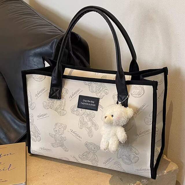 Canvas Big Bag 2024 New Tote Underarm Bag Fashion Commuter Handbag Large Capacity Outgoing Mummy Bag detail 10