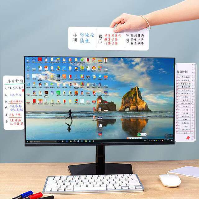 Magnetic Adhesive Note Board on the Side of the Computer Screen, Erasable Display-Side Memo Board, Reminder Board detail 2
