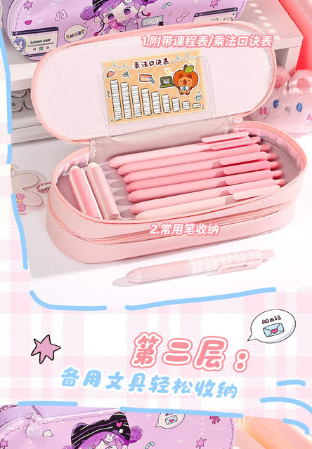 Large-Capacity Double-Layer New Pencil Case with High Aesthetic Value, Cartoon Stationery Box for Elementary School Students, Cute Multi-Layer Pencil Case for Children detail 7