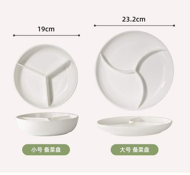 Ceramic Divided Plate with Lid, Round Steaming Plate, Three-Compartment Plate, Breakfast Plate for Adults, Portion Control Plate, Divided Fruit Plate detail 10