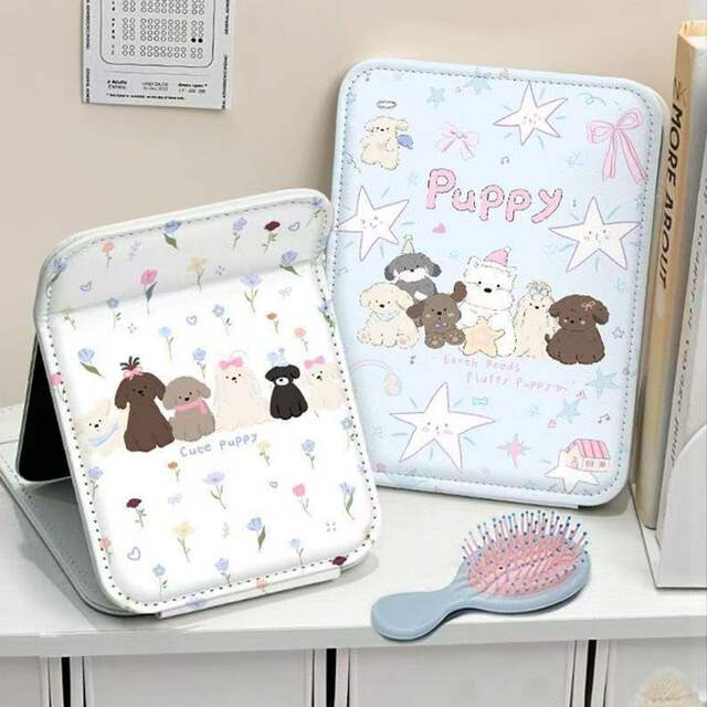 New Mirror Cute Puppy Thickened Anti-Fall Travel Portable Makeup Mirror High-Definition Home Vanity Mirror detail 4