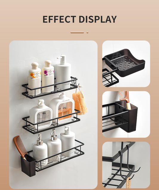 Cross-Border New Bathroom Storage Rack Wall-Mounted Bathroom Punch-Free Iron Toiletries Toilet Storage Rack detail 10