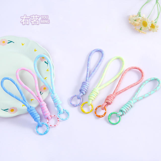 New Color-Blocked Mobile Phone Lanyard Accessories DIY Handmade Keychain Ring Accessories Material Bag Pendant Accessories Wholesale detail 2