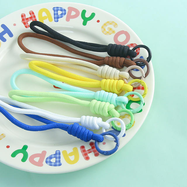 Same Color Short Hand-Woven Rope Spring Buckle DIY Jewelry Pendant Simple Mobile Phone Chain Anti-Fall Rope Material detail 6