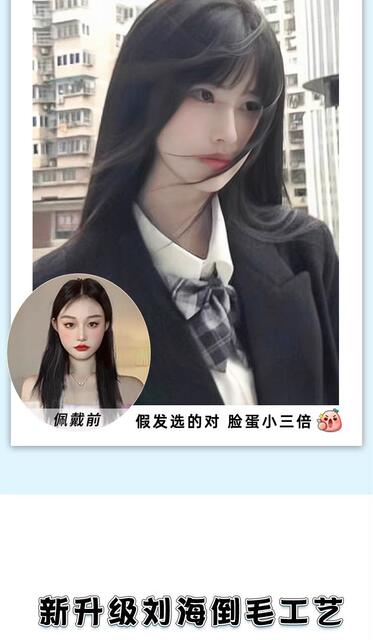 Wig for Women, Black Long Straight Jk Student Style, Realistic Zhang Yuanying Fujioka Cosplay, Full Bangs, Universal Wig, Full Head Cover Style detail 3