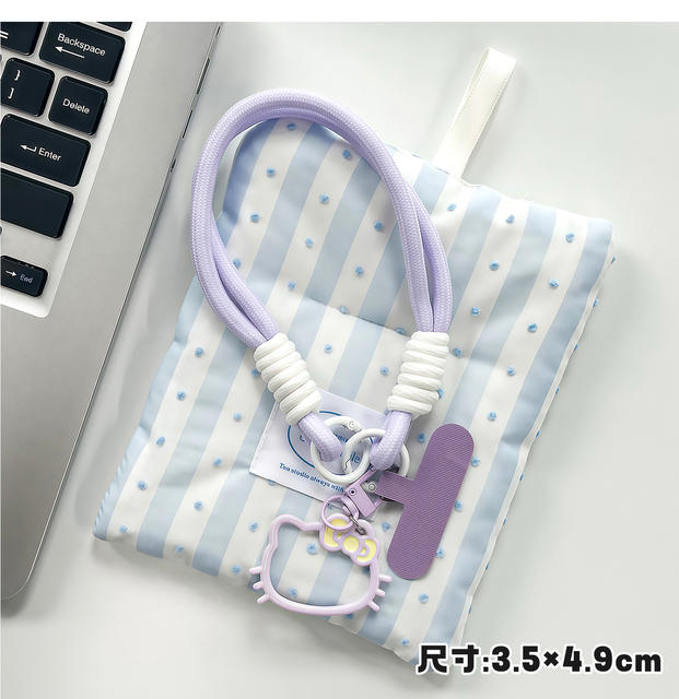 Cross-Border Wholesale Cartoon Kt Cat Phone Strap Girly Heart Bag Pendant Double-Ended Clip Hanging Chain Woven Wrist Strap detail 9