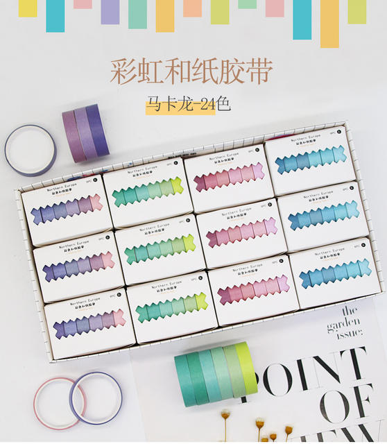 Rainbow and paper tape diy creative small fresh hand account tape gift set ins hand account sticker manufacturers wholesale detail 4
