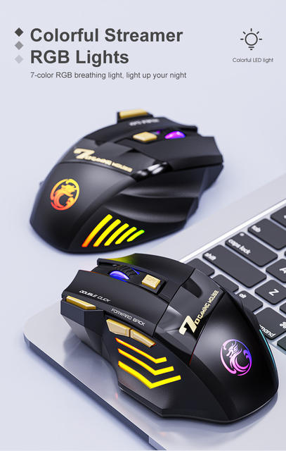 Imice Factory Direct Supply 7-Button Double-Click-Free 2.4g Silent Rechargeable X7 Breathing Light Wireless Gaming Mouse detail 7