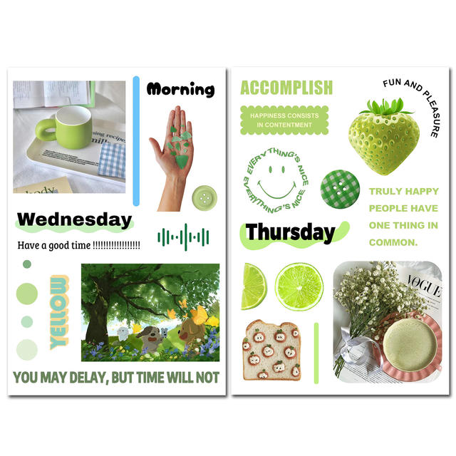 7 Pieces of 10*15cm Film-cut Stickers Korean ins Collage Material Weekly Record Diary Decoration Cross-border Wholesale detail 5