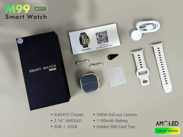Cross-Border Wide-Screen Card-Insertable M99 Smart Watch 5g Global Communication 2.4inch Waterproof Rotating Camera Google Phone Watch detail 2