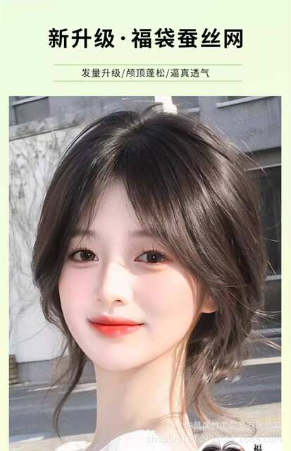 Xuchang Wen Zhu Bangs Hairpiece for Top of Head, Hair Volume Increase, Natural Realistic Hair, High Crown, Figure-Eight Bangs Hairpiece detail 5