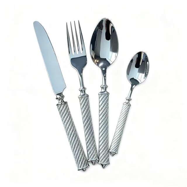 304 Stainless Steel Knife, Fork, Spoon, Serrated Steak Knife Cutlery Four-Piece Set High-End Restaurant Western Cutlery Wholesale Western Style