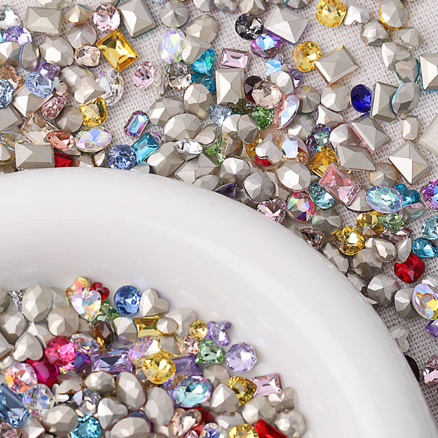 Colorful Pointed-Bottom Irregular-Shaped Rhinestones Mixed Decorations, Colorful Rhinestones, Candy Soda Internet Celebrity Nail Art Rhinestones, Whole Batch of Sparkling Decorations detail 7