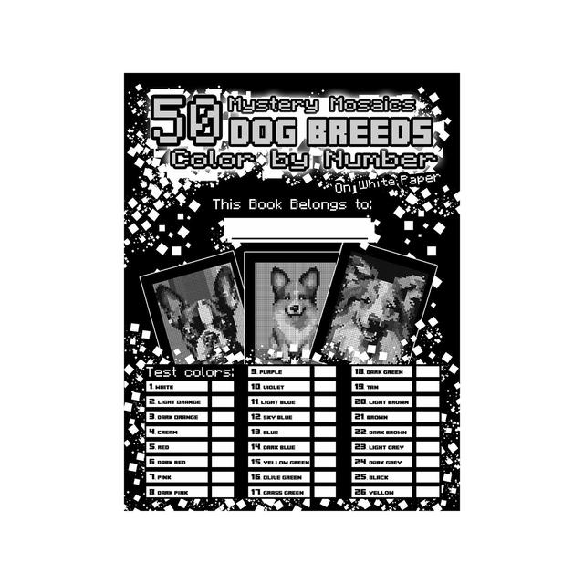 Cross-Border Spot Hot Selling Pixel Art Coloring Book 50 Different Puppies Animal Theme Digital Coloring Book detail 4