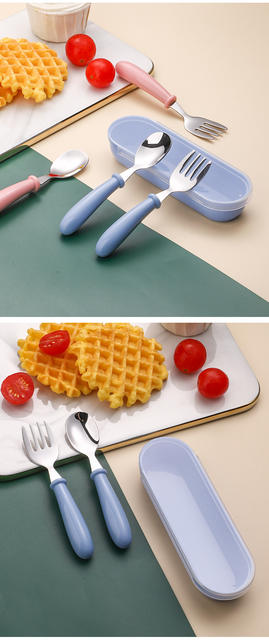 304 children's tableware suit stainless steel baby eating spoon children's tableware fork spoon fork detail 11