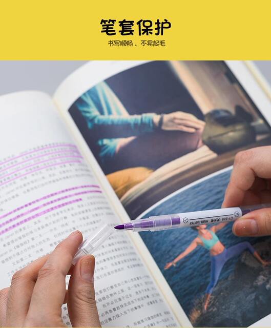 Double-head highlighter student hand account pen marker pen color marker pen 6 color painting pen stationery wholesale detail 8
