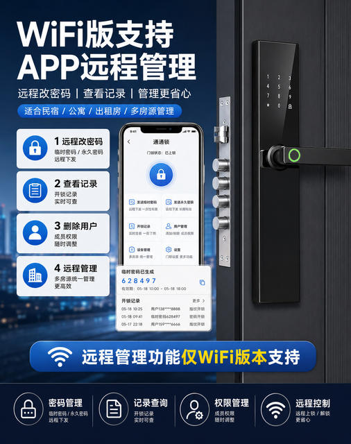 Tongtong Lock Smart Door Lock Fingerprint Password Lock for Homestay Apartments Rental Houses App Remote Management Electronic Lock detail 2