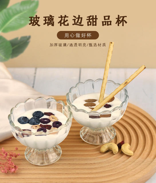 Wholesale Dessert Juice Glass Milkshake Cup Candle Holder Glass Cup Ice Cream Cup Ice Cream Bowl Salad Bowl Cold Drink detail 2