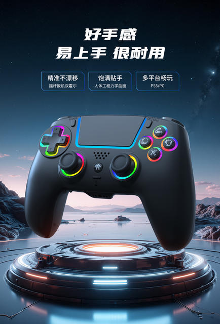Cross-Border Ps5 Bluetooth Game Controller Hall Trigger Ps5 Game Controller with Rgb Light Wireless Controller detail 7