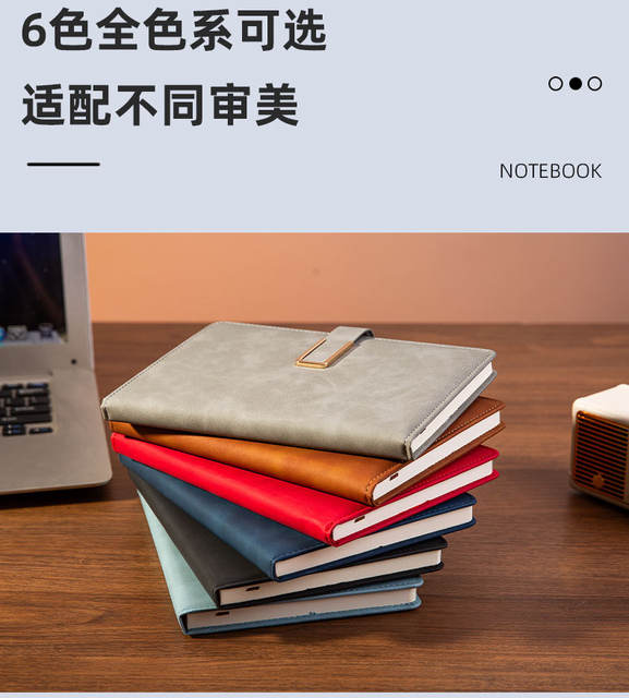 A5 Notebook with Custom Logo, Thick Leather Cover, Buckle Closure, Business Meeting Notepad, High-Quality Diary detail 6