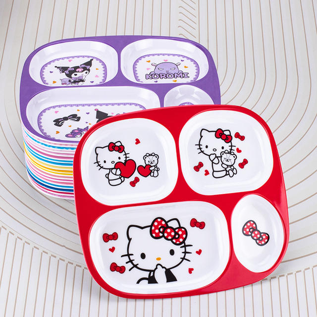 Children's Dinner Plate Separated Fruit Plate melamine Drop-resistant Tableware Set Cartoon Cute Kindergarten Baby Dining Plate detail 1