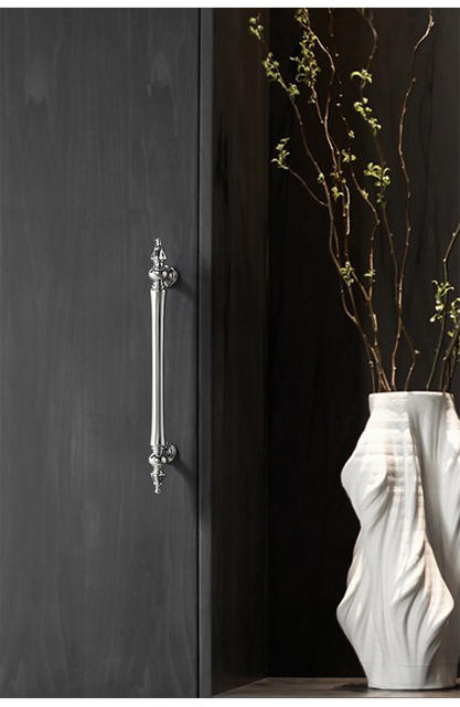 French zinc alloy wardrobe door handle modern simple chrome plated bright silver drawer single hole cabinet solid handle detail 11