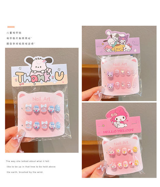 Children's Wearable Nail Stickers for Little Girls, Removable Nail Art Stickers, Girls' Gifts, Nail Patches, Wearable Nails Wholesale detail 2