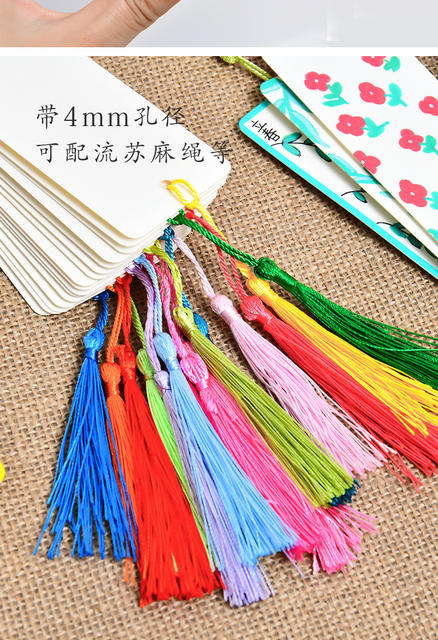 DIY Blank Bookmarks Paper Hand-Painted Craft Material Kit for Children to Make Kindergarten Cards with Tassels detail 4