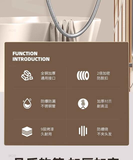 Shower Bath Shower Hose Water Pipe Corrugated Pipe Stainless Steel Encryption Explosion-Proof Household Bathroom Nozzle Encryption Hose detail 2