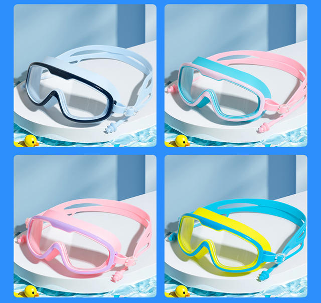 New children's swimming goggles boys and girls swimming equipment glasses waterproof anti-fog large frame professional diving swimming goggles wholesale detail 10