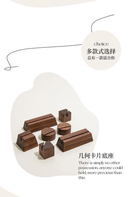 Walnut label business card base beech wood Ming letter card office message card holder retro cross-border new wholesale detail 6