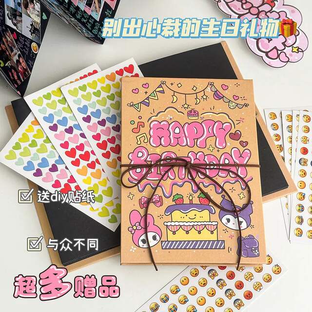 Black card photo album accordion this diy folding this organ pop-up book couples commemorative gift graduation season for men and women detail 6