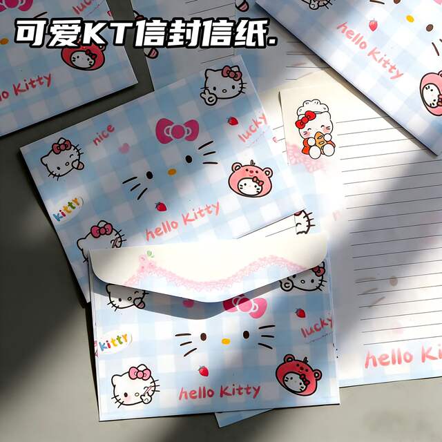 High-Quality Cat-Themed Stationery and Envelope Set, Blue Girly Style, Handwritten Confession and Blessing Letter Paper, Creative Gift for the Start of School detail 7