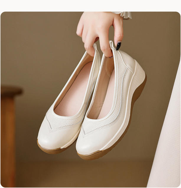 Retro Luxury Thick-Soled Lazy Loafers for Women, Genuine Soft Leather Round-Toe Slip-On Shoes, 2026 Autumn Casual High-Heeled Leather Shoes detail 11