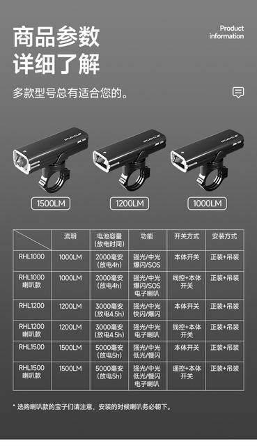Bicycle Night Riding Light with Horn, Integrated Aluminum Alloy, Waterproof, Quick-Release, High Lumen, Mountain Bike, Road Bike Front Light, Mountable detail 5