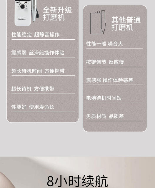 Cross-Border New Professional Nail Removal V6 Grinder Rechargeable Portable Grinder 45000 Rpm Nail Polisher detail 9