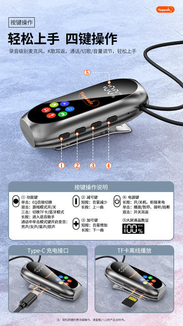 Cross-Border Popular Clip-On Bluetooth Earphones with High Sound Quality, Long Battery Life, Noise Reduction, Ultra-Clear Calls, and Wireless Sports Earphones detail 12