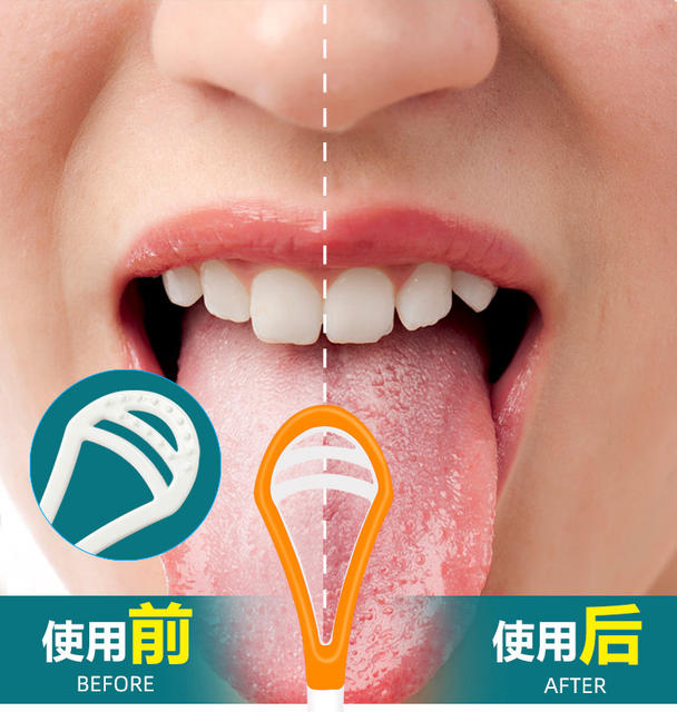 Cross-Border Spot Wholesale Tongue Brush Tongue Scraper Tongue Coating Cleaner Oral Odor Cleaning Double-Sided Tongue Scraper detail 6