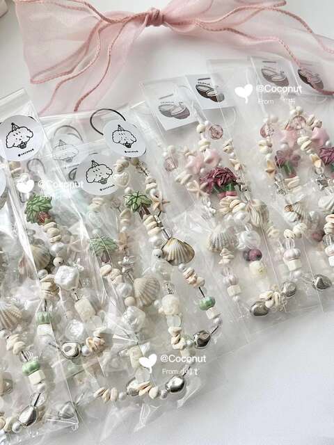 Summer Shell Fresh Phone Charm DIY Beaded Ccd Chain Charm Camera Lanyard Wrist Strap detail 7