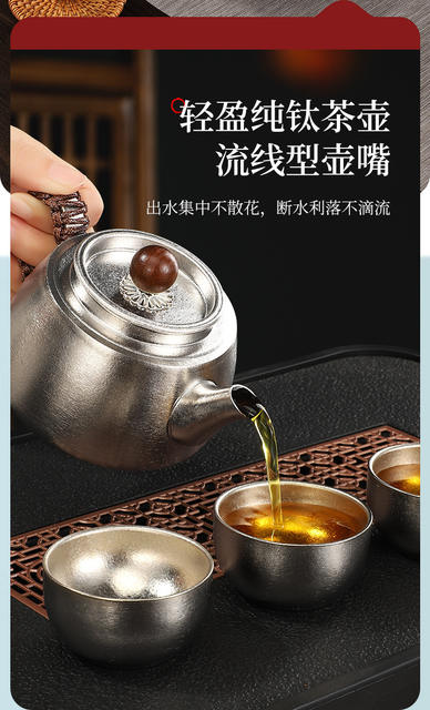 Pure Titanium Teapot Kung Fu Tea Set Household Teapot Outdoor Camping Bacteriostatic Preservation Kettle High-end Light Luxury Leadership Gift detail 8