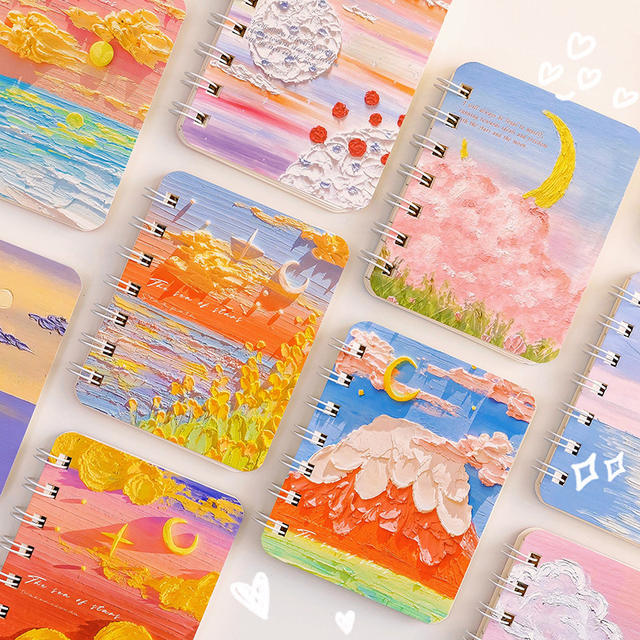 High Yan Value Oil Painting Landscape Coil Book Cute Hand Book Junior High School Students Learning Memo Wrong Topic Message Notepad