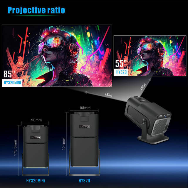 HY320mini cross-border explosions factory direct intelligent office home recommend ultra high definition 1080P projector detail 11