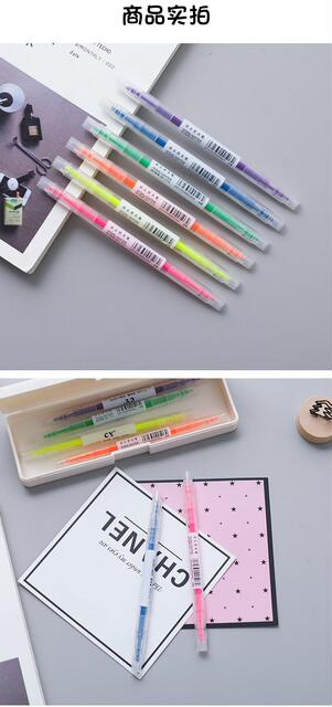 Double-head highlighter student hand account pen marker pen color marker pen 6 color painting pen stationery wholesale detail 10