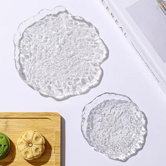 Japanese-style irregular glass plate rectangular tray round dessert flat plate creative tableware cooking plate sushi plate detail 2
